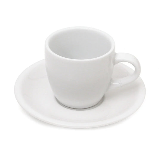 Bowl-Style Espresso Cup and Saucer Set (3.5 Oz) - White